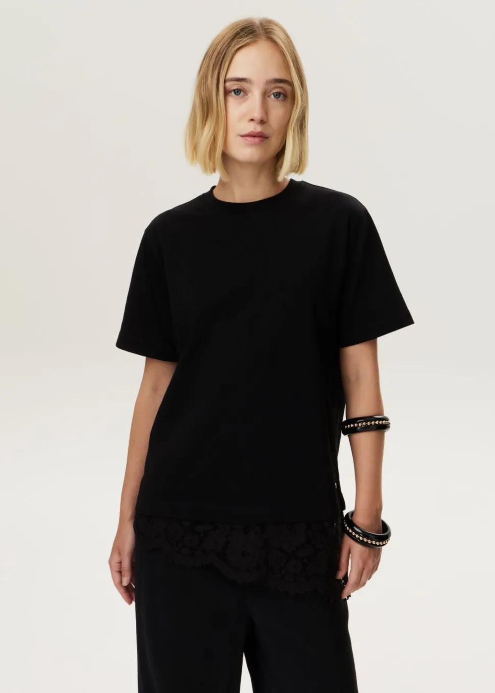 Asymmetrisch kanten T-shirt