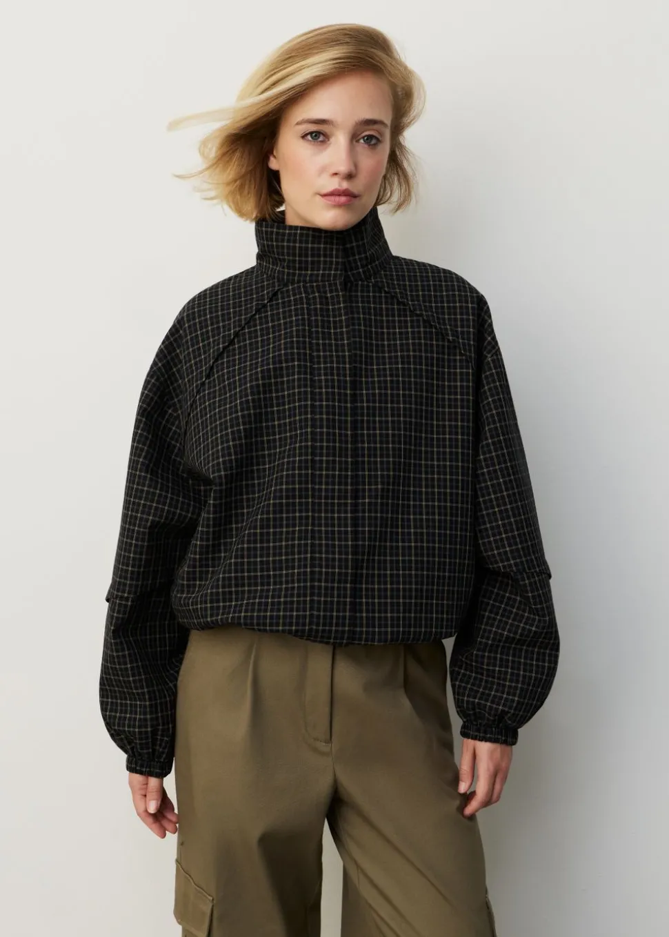 Balloon jacket met ruitdessin