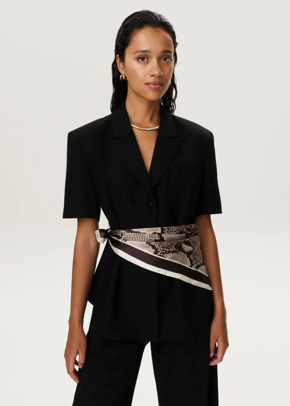 Blouse blazer met korte mouwen