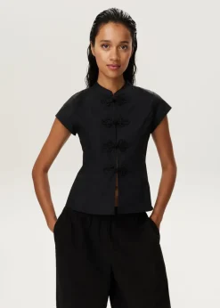 Blouse met mandarijnkraag
