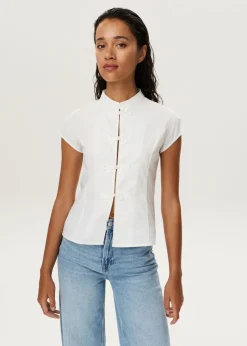 Blouse met mandarijnkraag