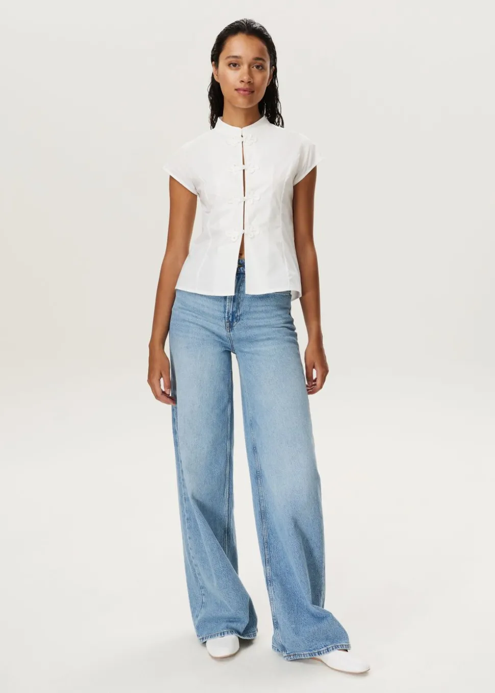Blouse met mandarijnkraag