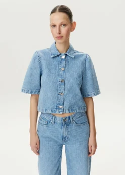 Cropped denim blouse