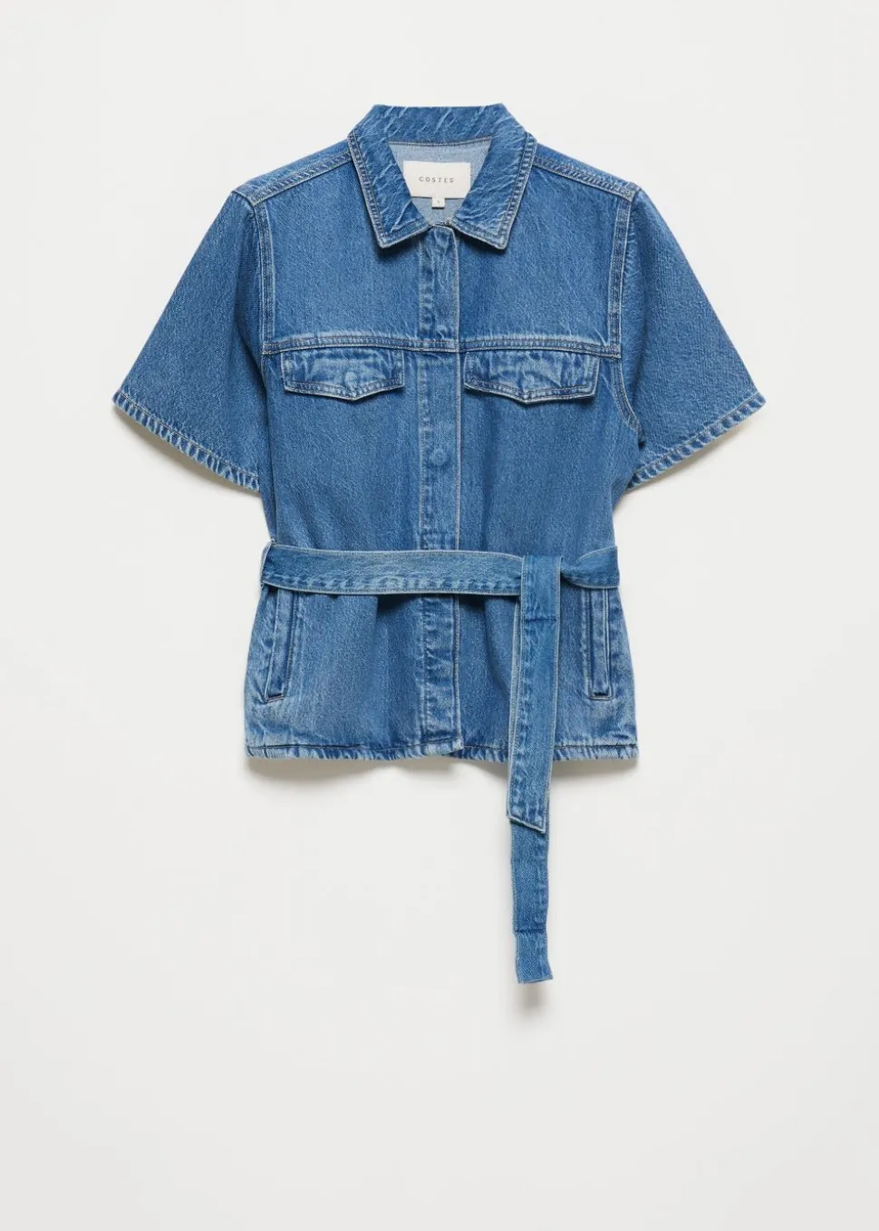 Denim blouse met ceintuur