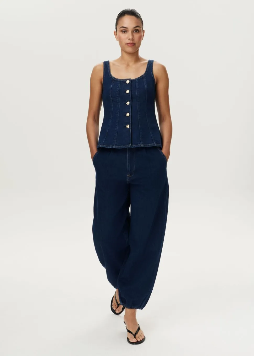 Denim peplum top