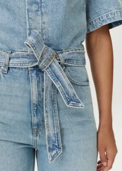 Denim wide leg jumpsuit