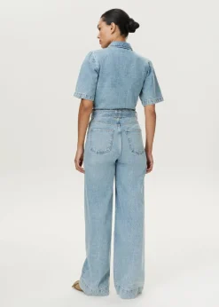 Denim wide leg jumpsuit