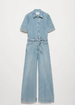 Denim wide leg jumpsuit