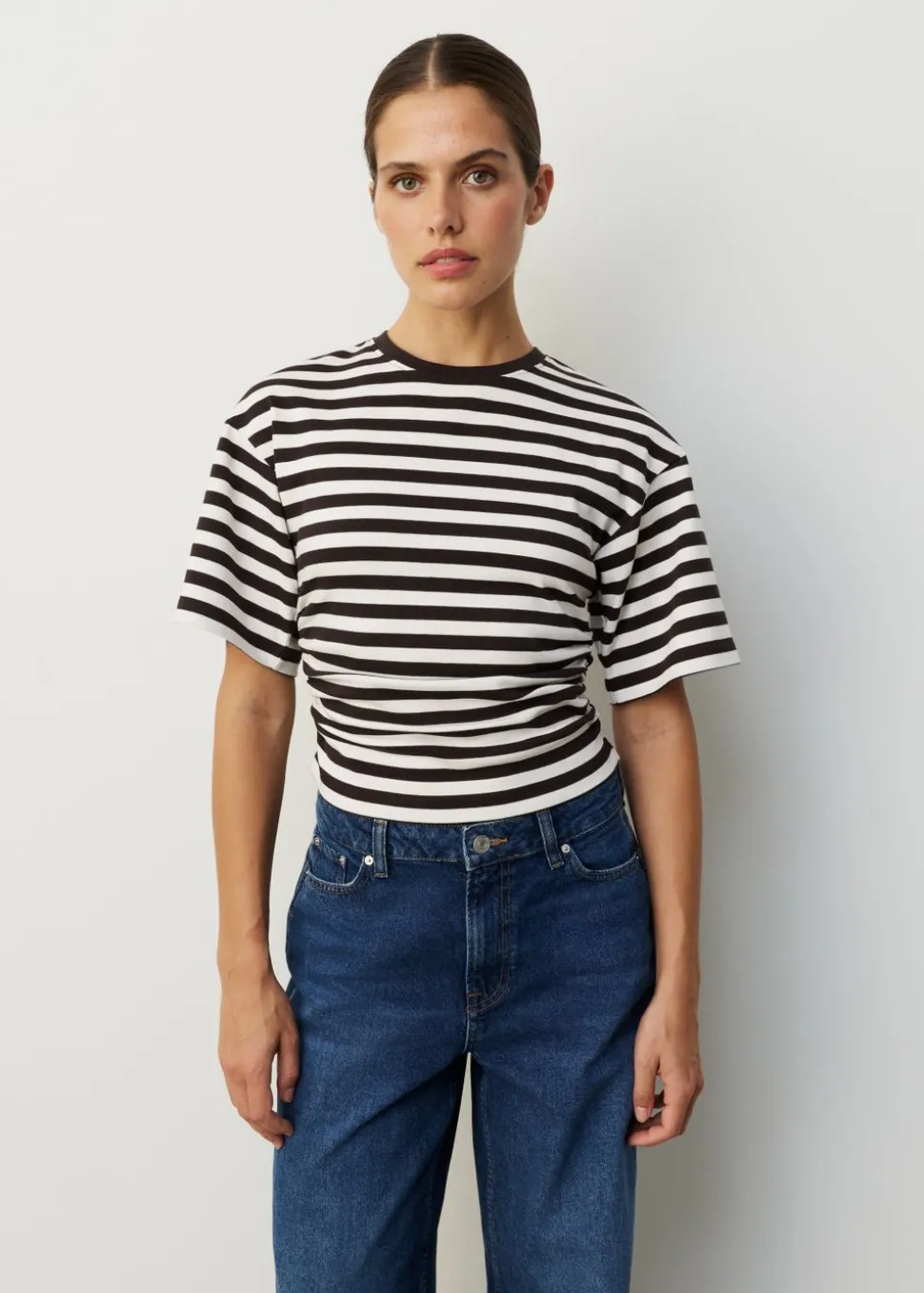 Gathering t-shirt met strepen