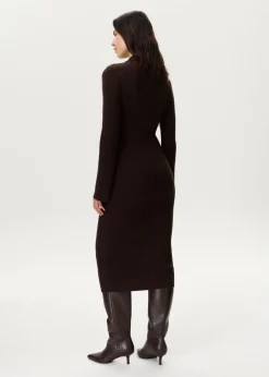 Gebreide midi jurk met kraag