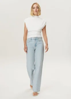 Gedrapeerd mock neck t-shirt