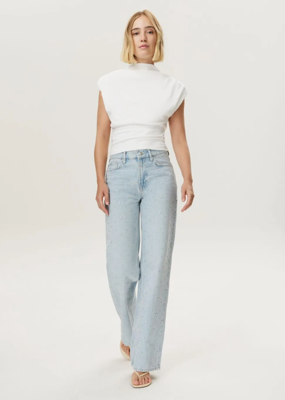 Gedrapeerd mock neck t-shirt