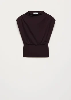 Gedrapeerd mock neck t-shirt