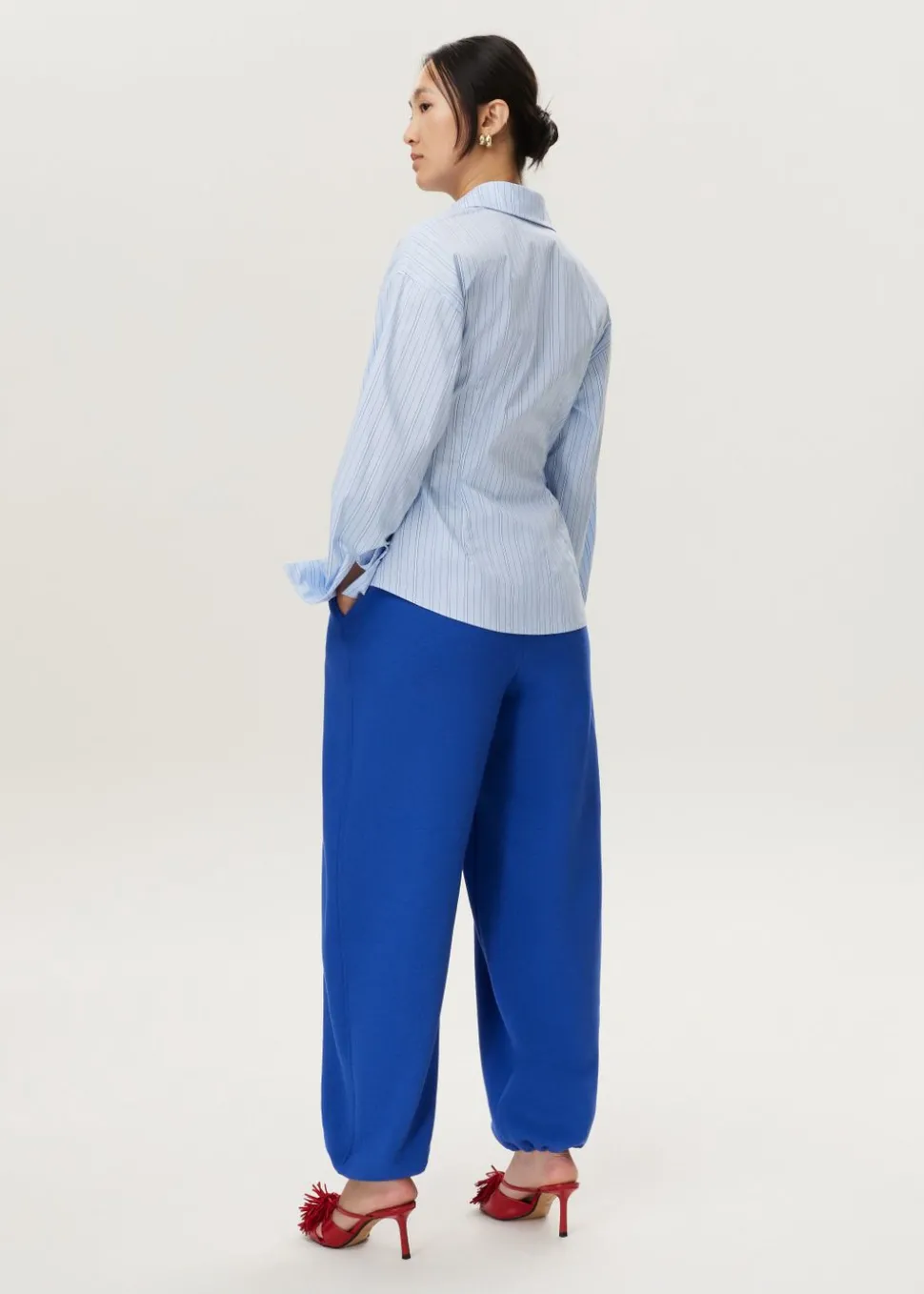 Gestreepte blouse met plooien