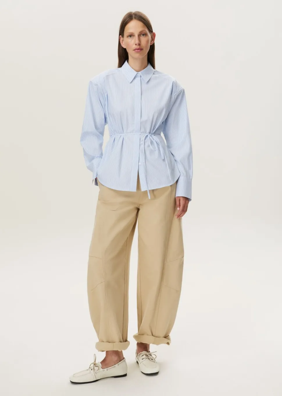 Gestreepte blouse met schoudervulling