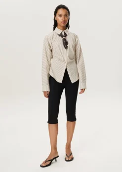 Getailleerde streep blouse