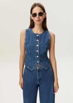 Herringbone denim gilet