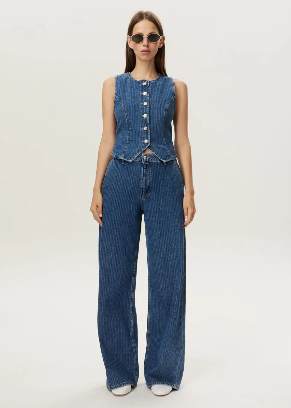 Herringbone denim gilet