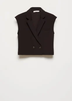 Jersey gilet met kapmouwen