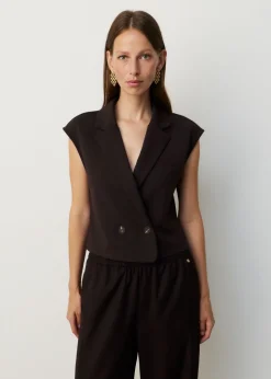 Jersey gilet met kapmouwen