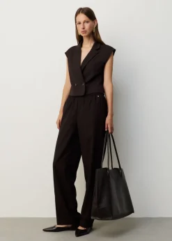 Jersey gilet met kapmouwen