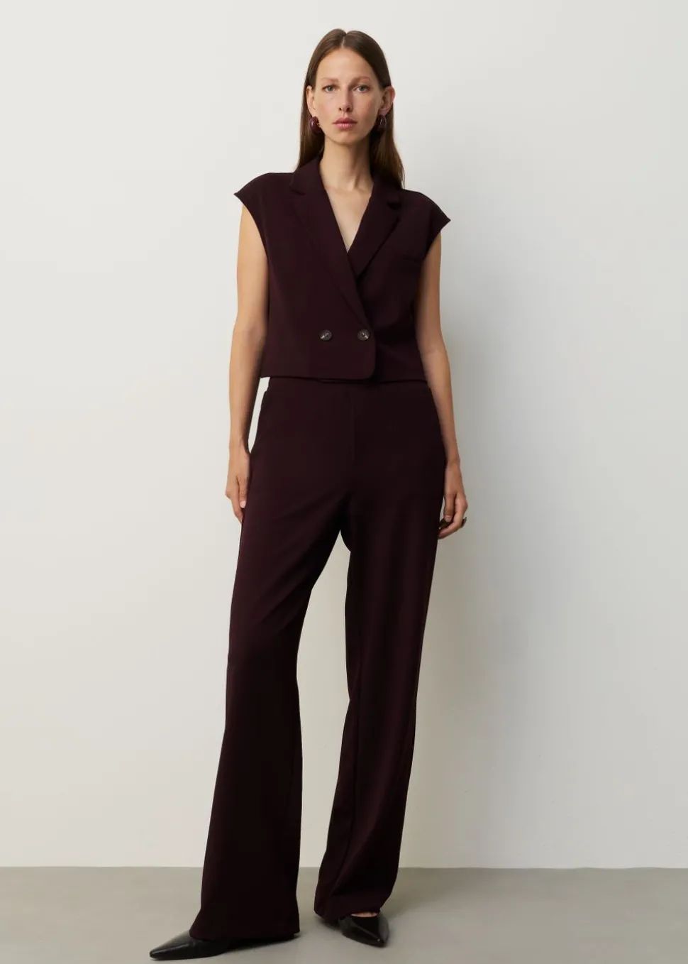 Jersey gilet met kapmouwen