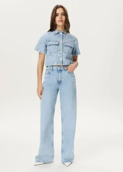 Korte denim blouse