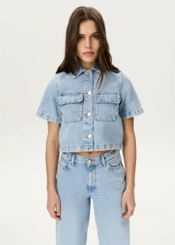 Korte denim blouse