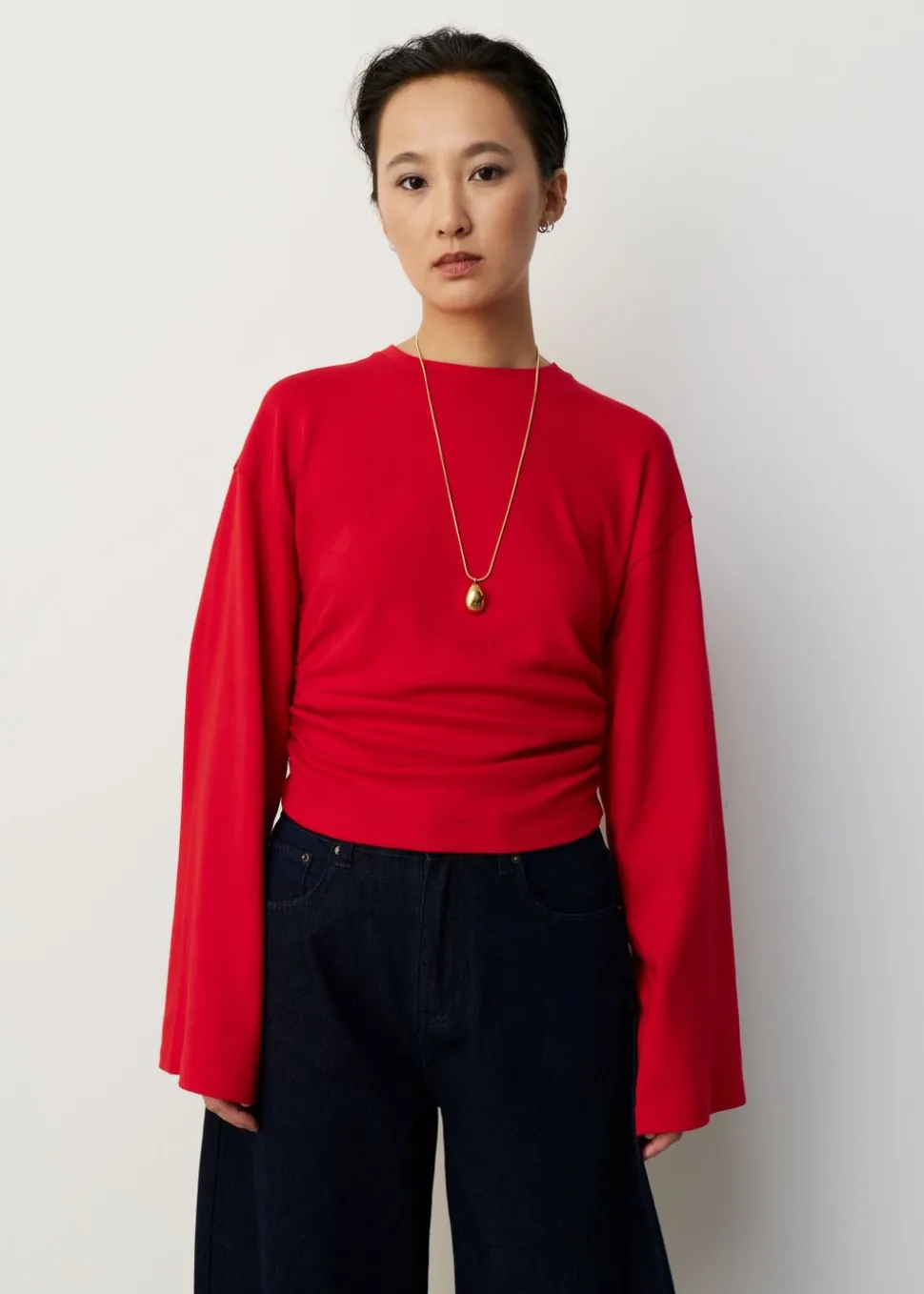 Longsleeve t-shirt met gedrapeerde zoom