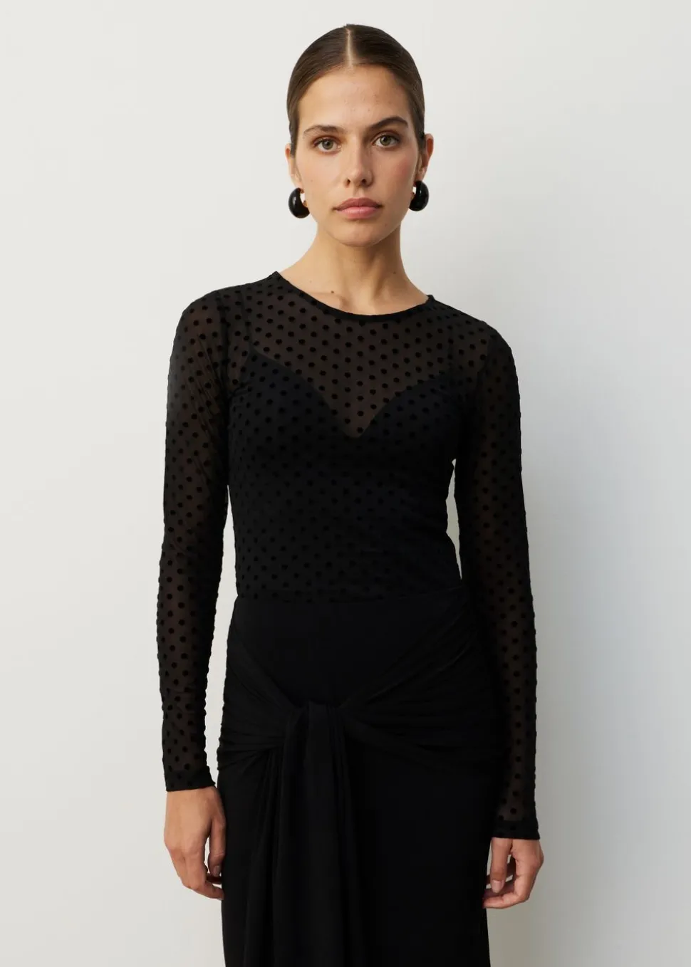 Mesh dot longsleeve t-shirt