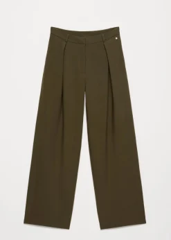 Pantalon met wijde pijpen en plooi detail