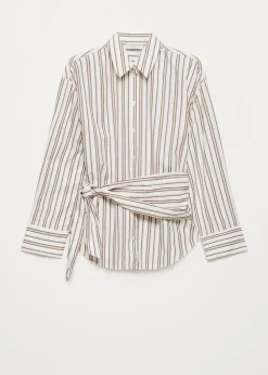 Pinstripe overlap blouse