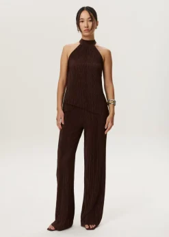 Plissé lurex haltertop