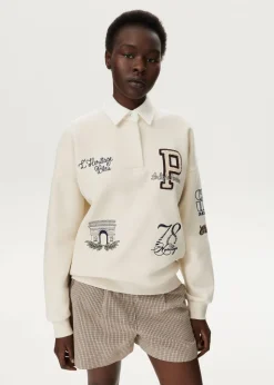 Polo sweater met patches
