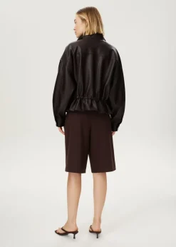 PU funnel neck jacket