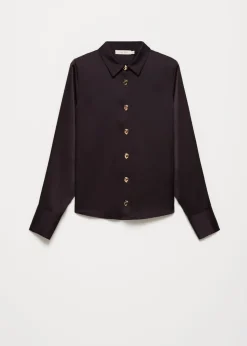 Satijnen blouse met sierknopen