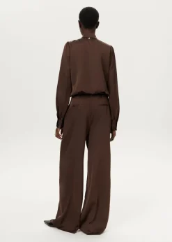 Satijnen wide leg plooibroek