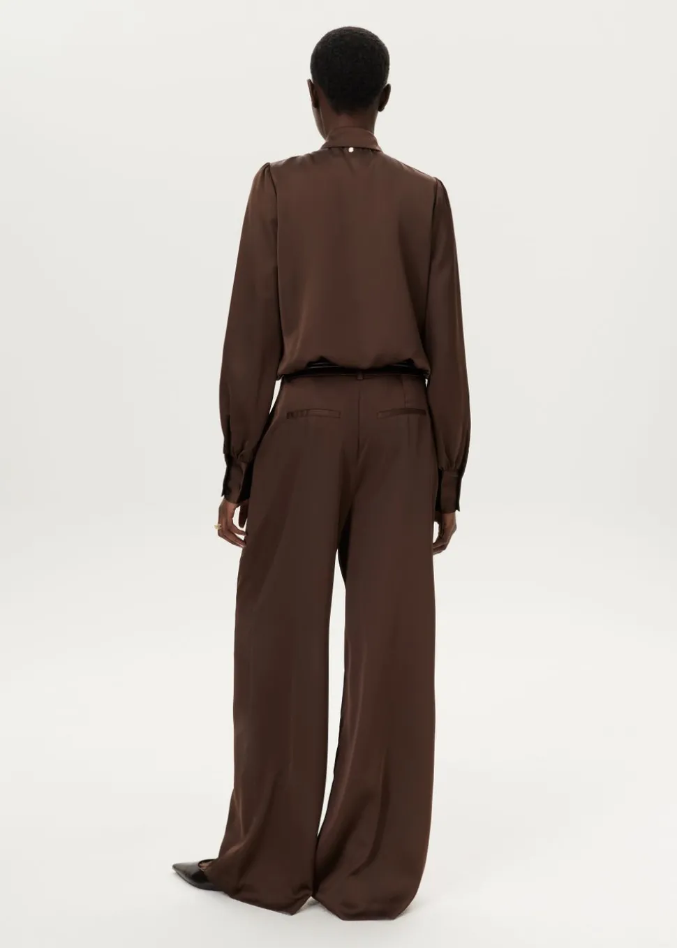 Satijnen wide leg plooibroek