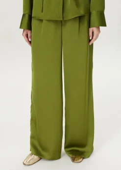 Satijnen wide leg plooibroek