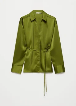 Satijnlook blouse met koord