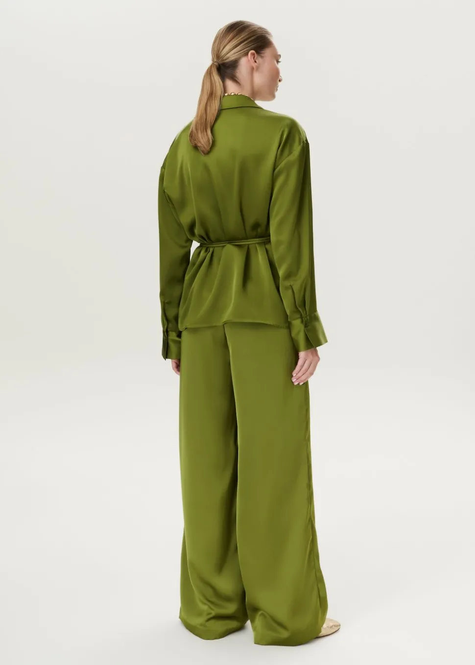 Satijnlook blouse met koord