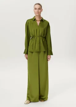 Satijnlook blouse met koord