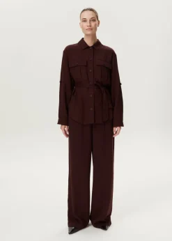 Wide leg broek met plooien