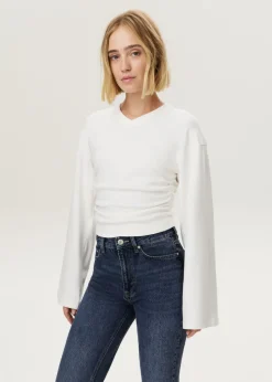 Wide longsleeve gathered t-shirt