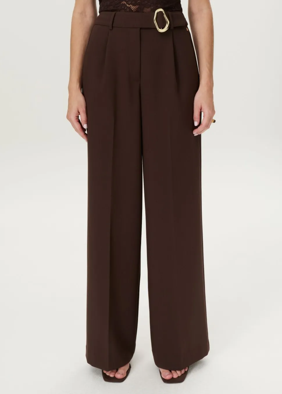 Wijde pantalon met gesp
