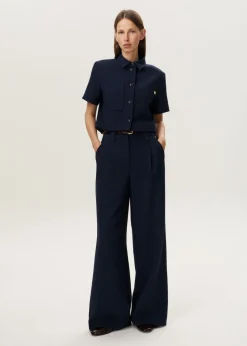 Wijde plooi pantalon